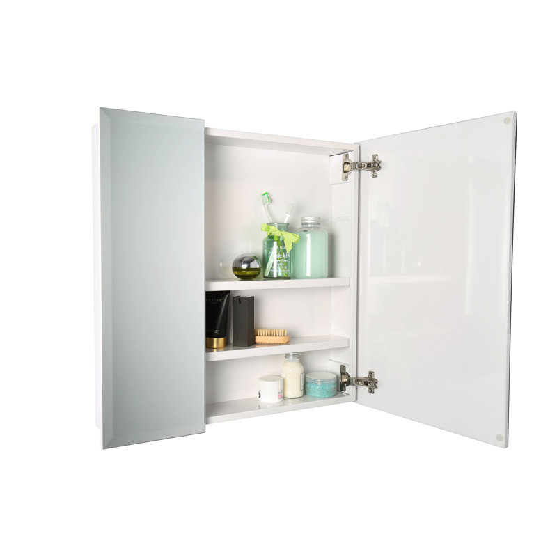 610mm W 610mm H Surface Frameless Medicine Cabinet Mirror 2 Adjustable