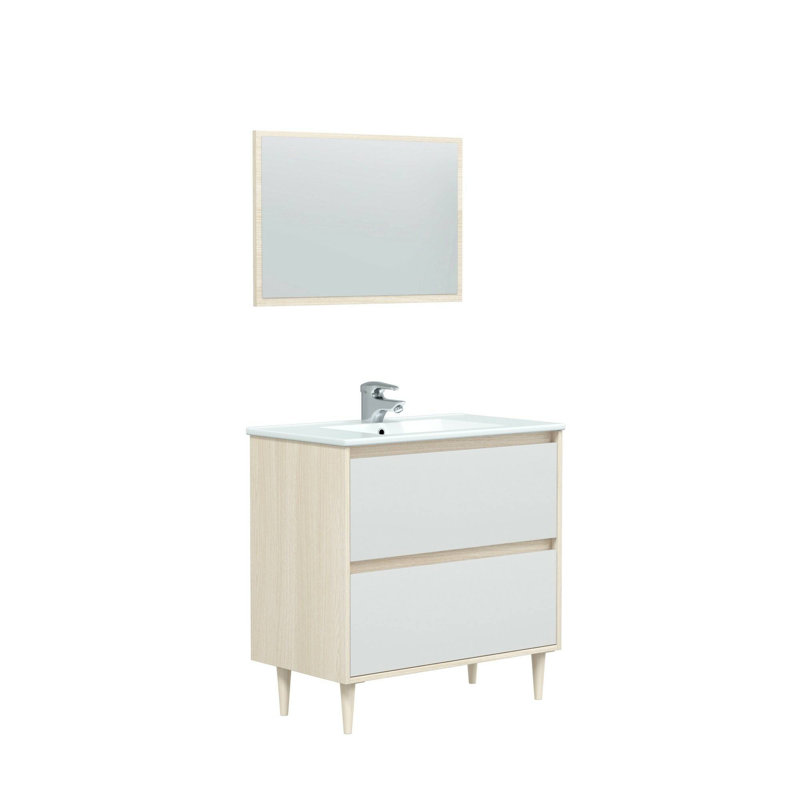 80mm Bathroom Vanity with Basin, Oak/White