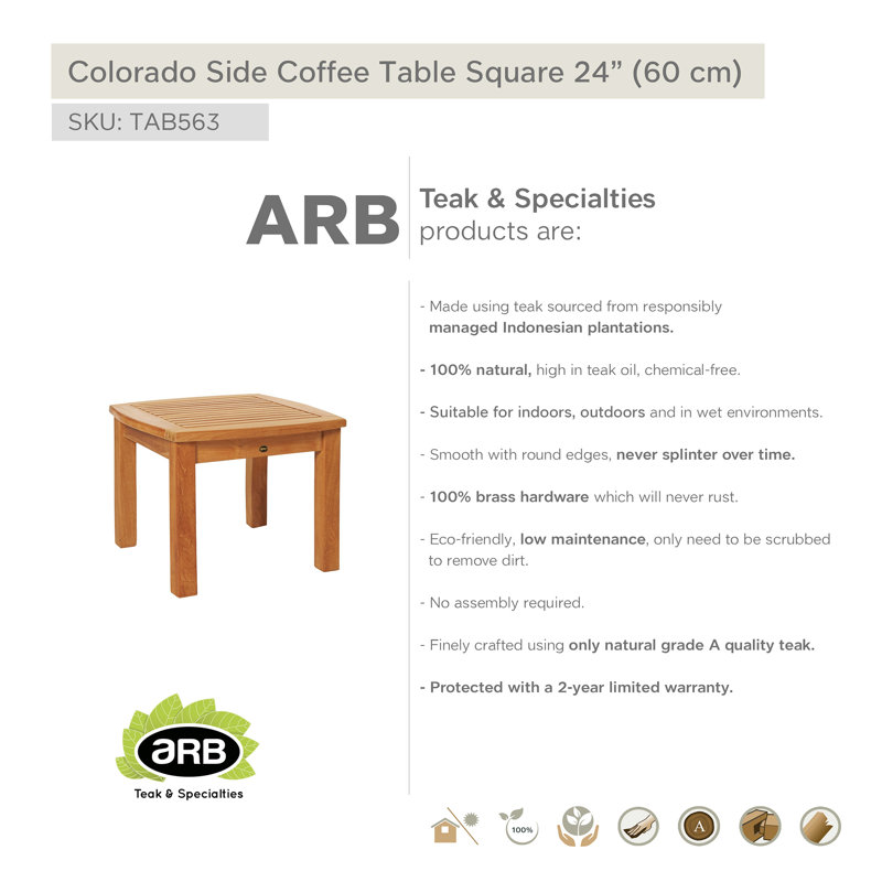 Table d'appoint Colorado, L 23,5 po x L 23,5 po x H 18 po