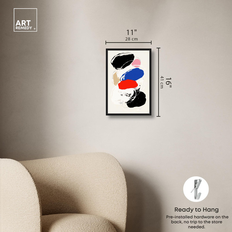 Art mural moderne sur toile Dalio III , Cadre flottant noir, H 16 po x l 11 po