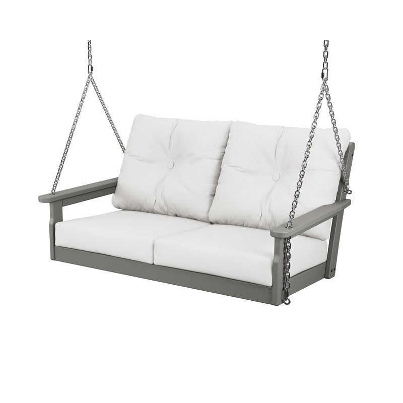 Balancelle Lakeside Vineyard, Structure gris ardoise / coussin en lin naturel