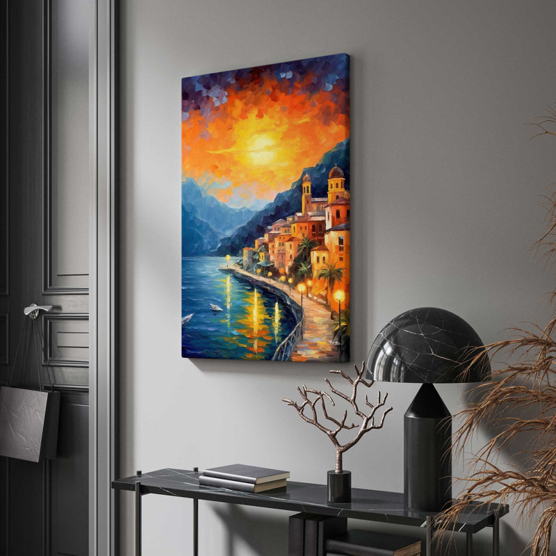 Côte d'Amalfi, Italie au crépuscule V4, H 30 po x l 18 po x P 1 po