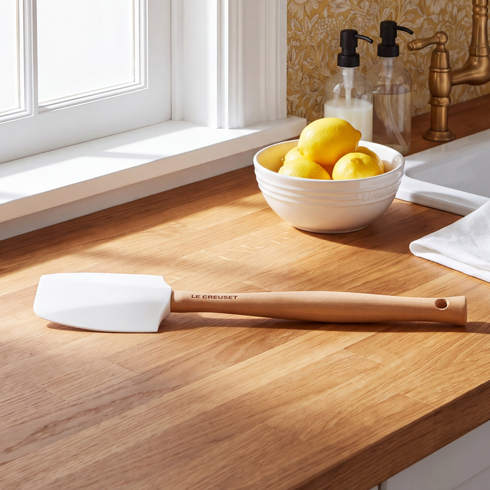 Le Creuset Small Silicone Spatula, White, 11.38"