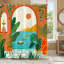 Ensemble de rideau de douche Boho Tropical Orange Palm Tree