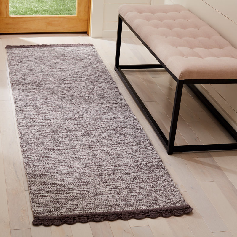Tapis gris anthracite en coton tissé à la main et à plat Mohnton, Tapis de couloir 2 pi 3 po x 7 pi