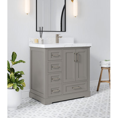 Boston 36 po X P 22 po De meuble-lavabo droit D Quartz de Carrare givré