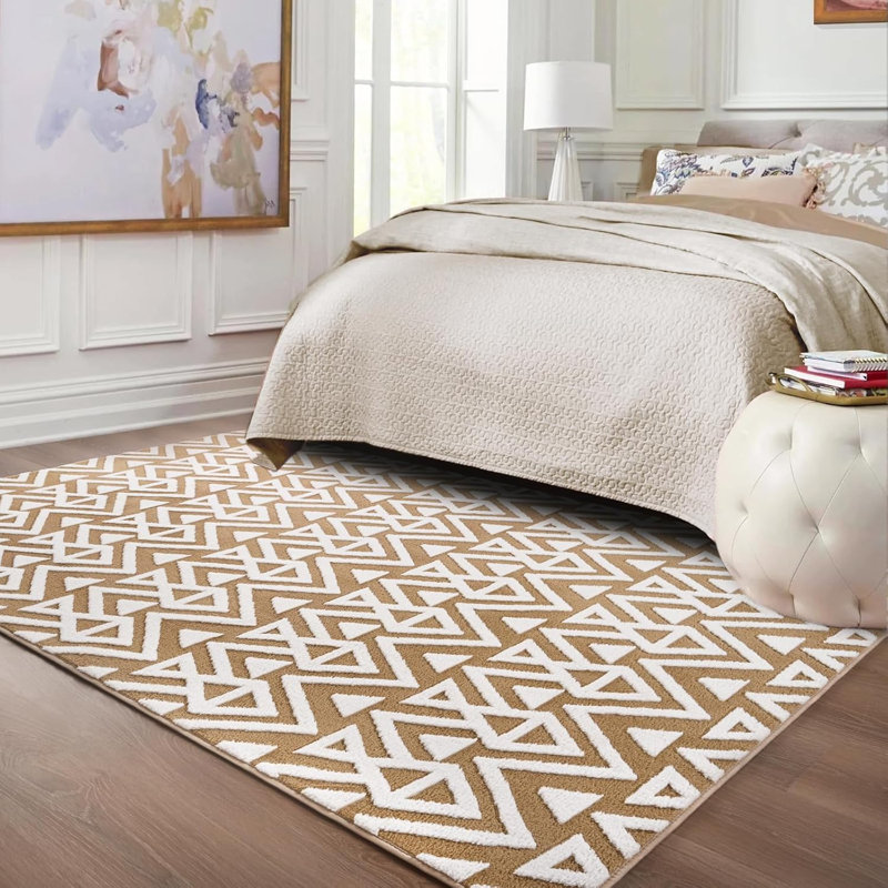 Tapis à texture géométrique luxueux en mousse viscoélastique ultra-douce