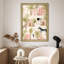 "Animaux safari tropicaux avec palmiers et architecture rose, décoration murale encadrée dorée"-108570982