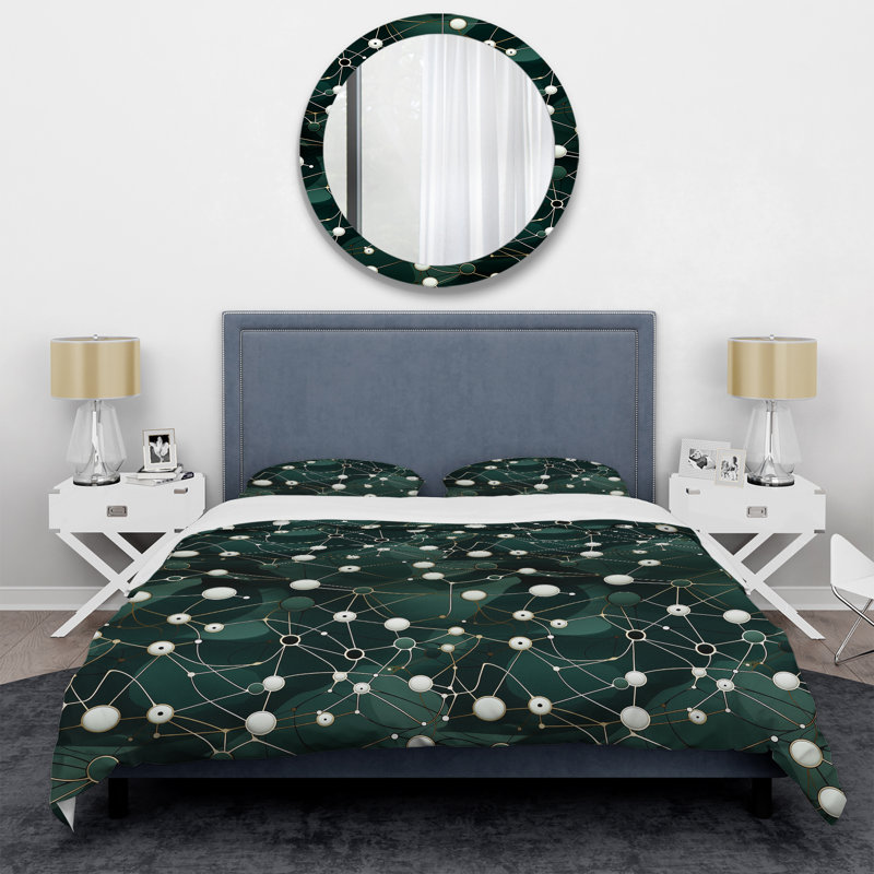 Ensemble de housse de couette Green Popart Techno Tangles, Housse de couette pour grand lit et 2 taies décor