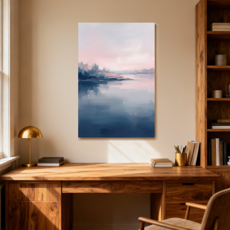 Abstrait ciel pastel doux reflétant sur une eau calme, H 18 po x l 12 po