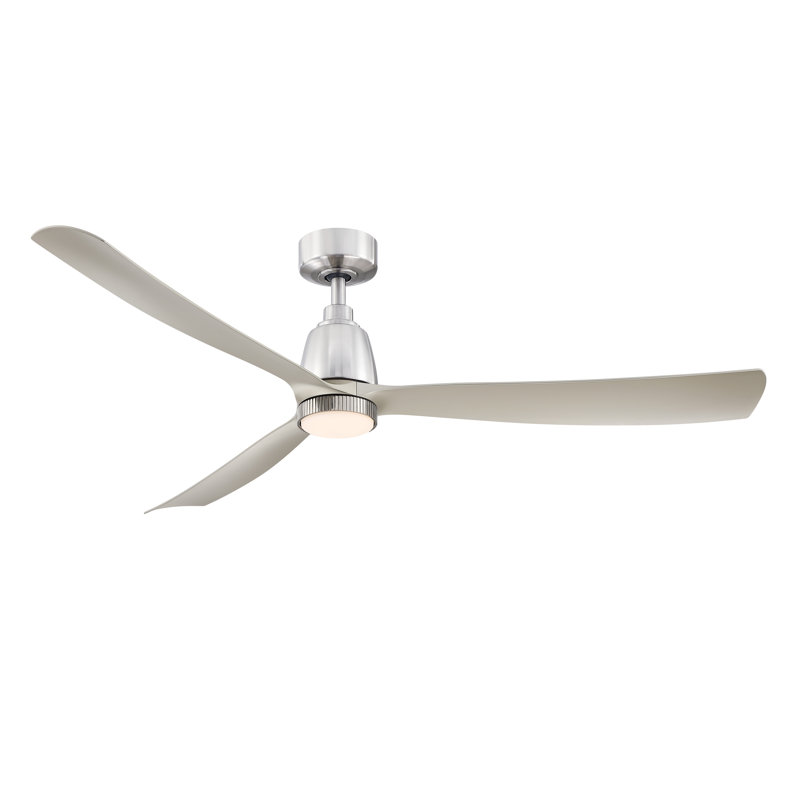 Ventilateur de plafond intelligent Kute de 60 pouces pour intérieur/extérieur avec kit d'éclairage DEL moleté à température de couleur sélectionnable - Nickel brossé avec pales en nickel brossé