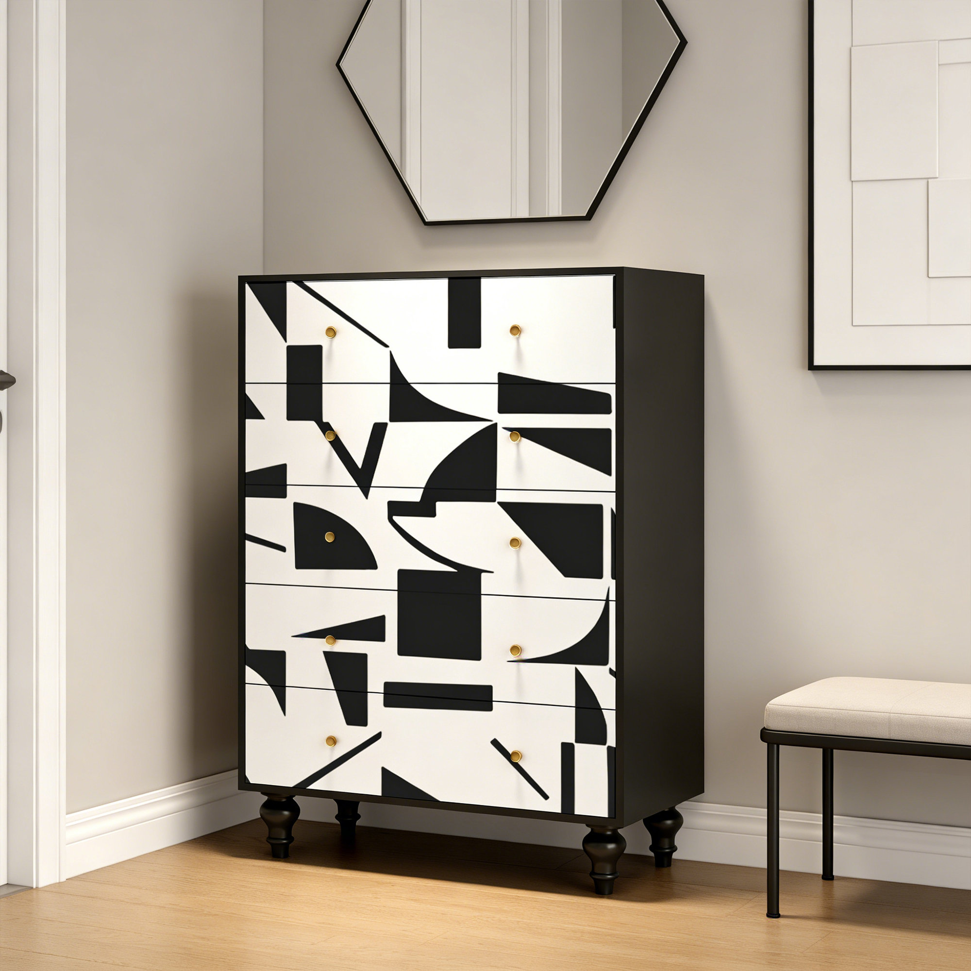 Latitude Run® Solid Wood 5 - Drawer Rectangular Accent Chest | Wayfair