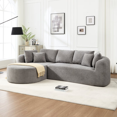 109 pouces en forme de L, revêtement en chenille, mousse à mémoire de forme, 7 coussins, base antidérapante, chenille modulaire pour la chambre à coucher, rembourrage en mousse, mise à niveau du salon