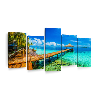 " Maldives Beach Resort Wall Art Multi Piece Canvas Print " 5 - Pieces