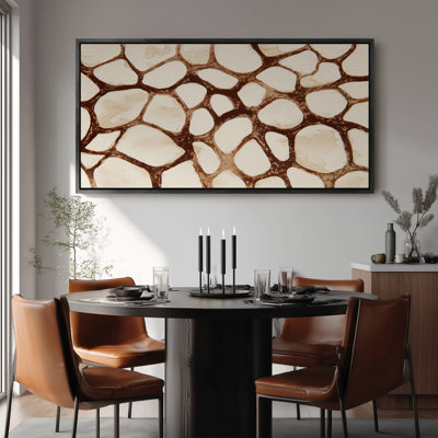 Framed Canvas Wall Art - Abstract Brown Stone Pattern - 16"x24", 24"x36"