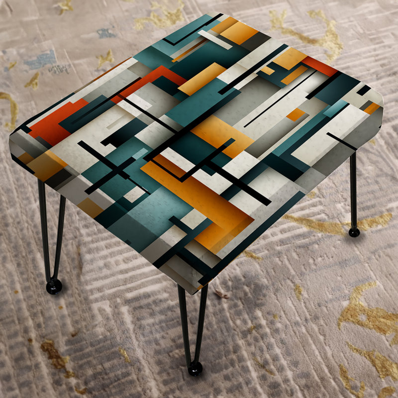 Metropolitan Cubic Geometric Patterns - Geometric Rectangle Ottoman