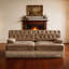 Canapé modulaire de style Chesterfield, capitonné à boutons, jupe de frange à franges sur le plancher, facile à assembler-569078762