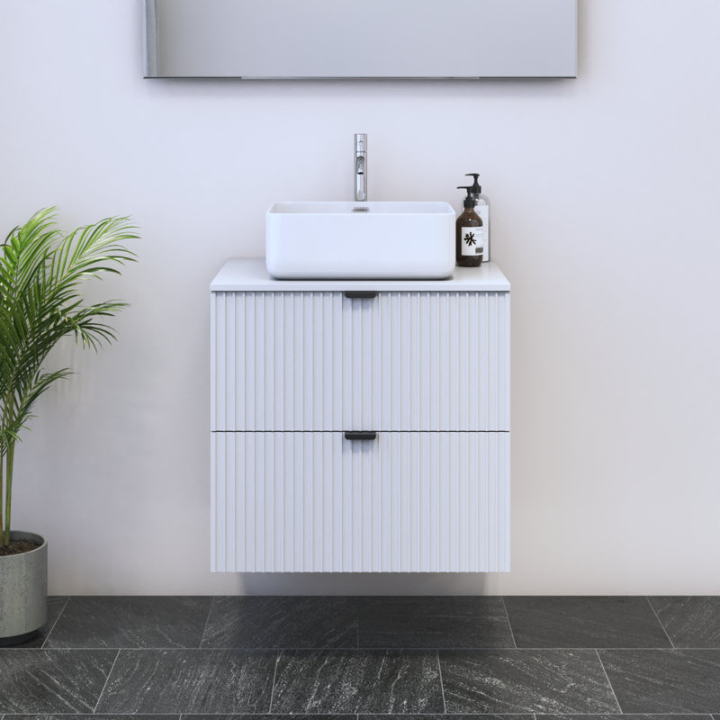 Ensemble de meuble-lavabo simple 23,7 po avec plateau Lissia, Blanc
