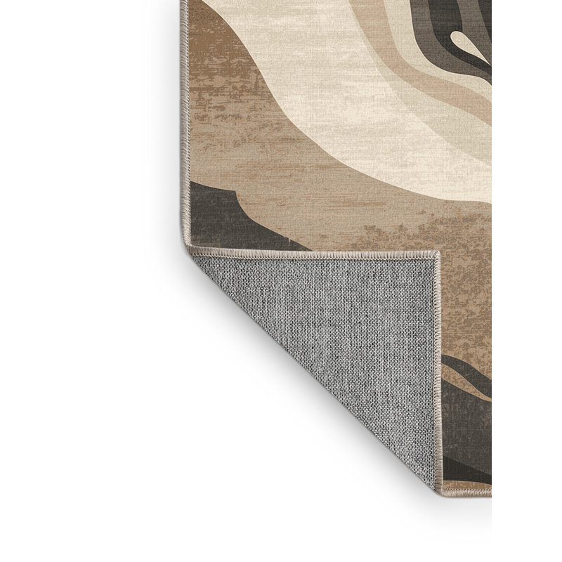 Machine Washable Aguilar Ice Climbing Scene Rustic Rug in Gray – Beige Binding, 5x8