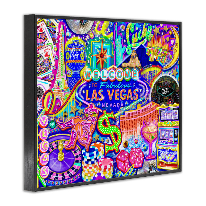 Estampe numérique fabuleuse de Las Vegas, par Jess Stempel, H 16 po x l 20 po, Giclée encadrée noir minuit