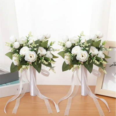 Ensemble de 2 bouquets de roses artificielles à la main 2 pièces