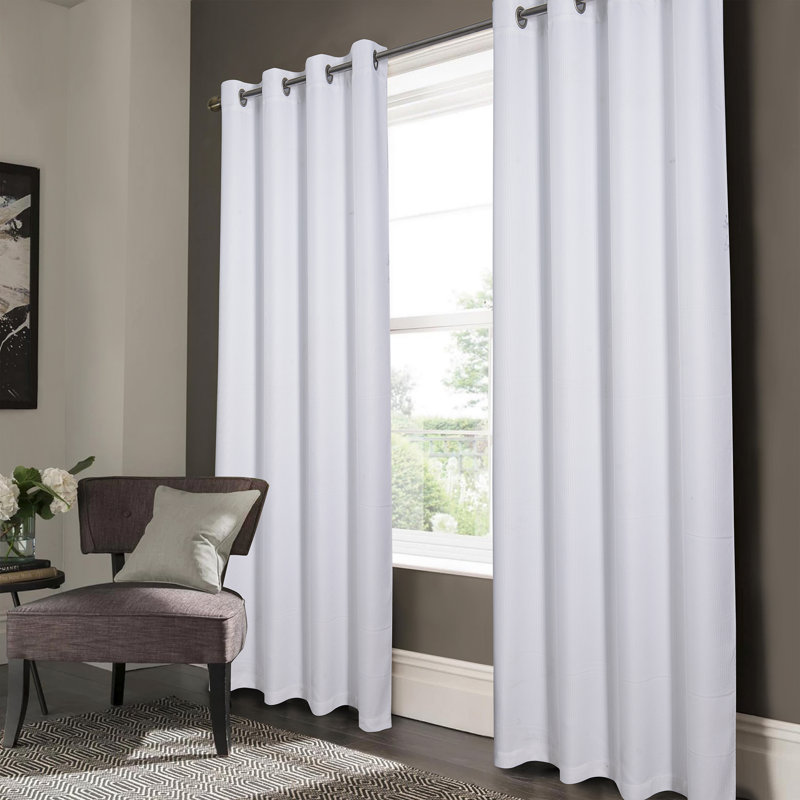 McDonough Textured Woven Room Darkening Window Curtain Panel, 52" W x 84" L, White