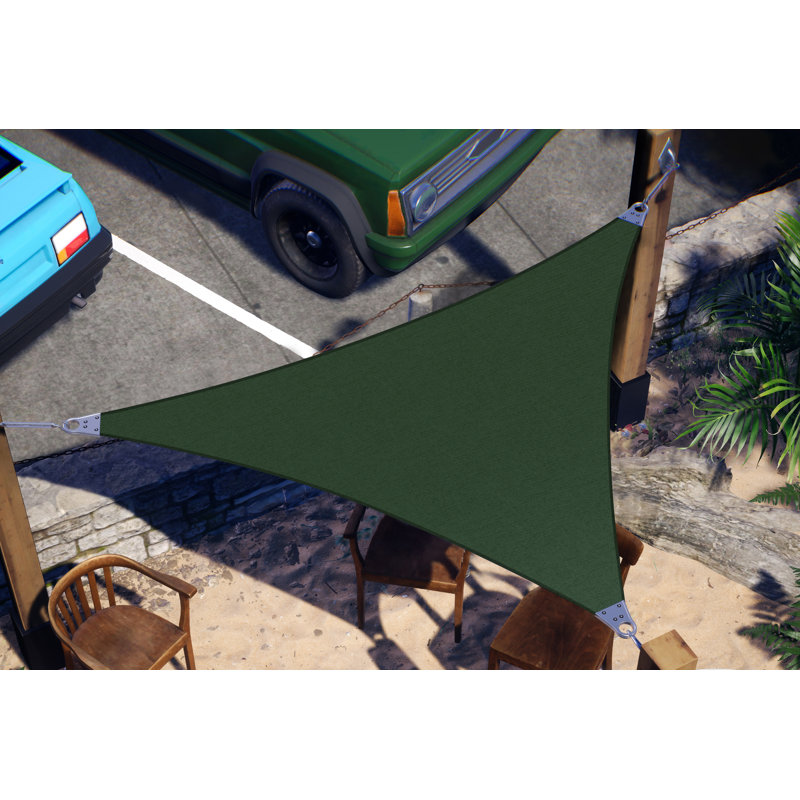 Voile d'ombrage triangulaire ColorTree avec ensemble de quincaillerie - UPF50, coins renforcés, tissu 260 g / m², Vert