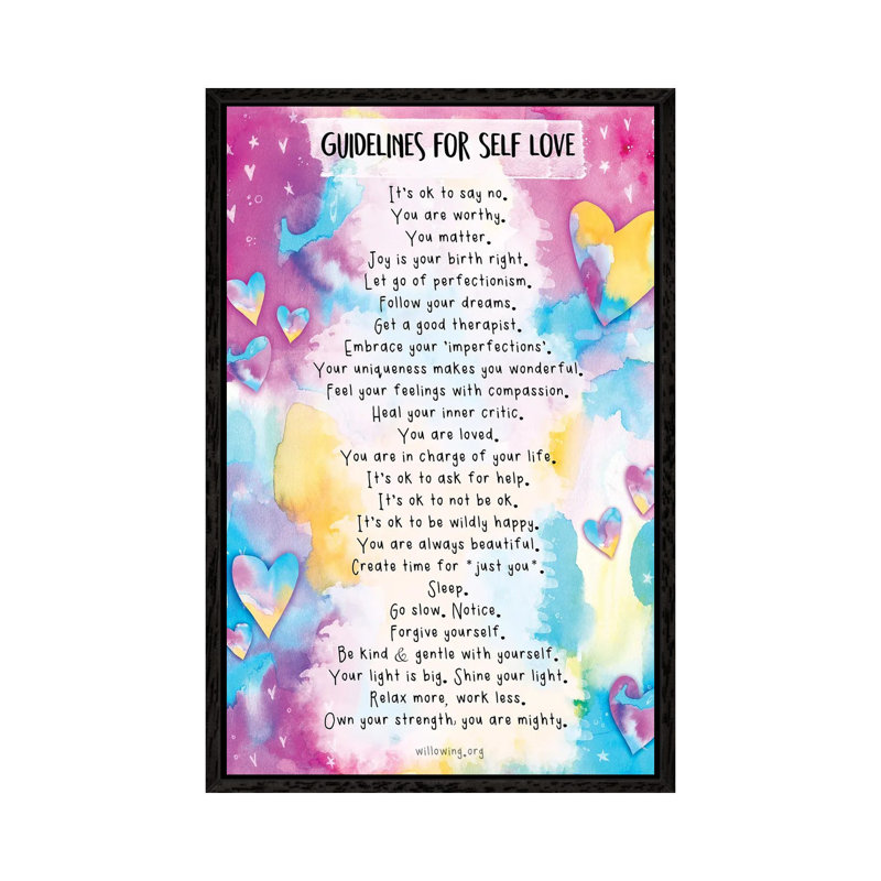 Guidelines For Self-Love by Tamara Laporte - Print on Canvas, 152.5 cm H x 101.5 cm W, Black Framed