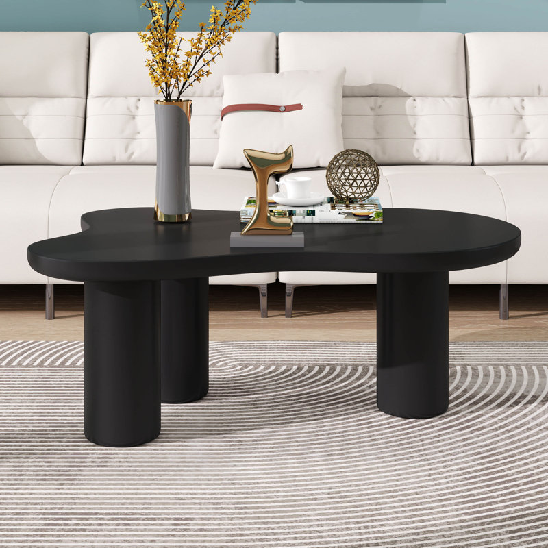 44'' X 25.9'' Easy Assembly Cloud Coffee Table With 1.5'' Thick Tabletop, Style Irregular End Table With 3 Sturdy Legs, Sleek Center Table With Round Edge For Living Room