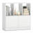 1 PCS Cube Bookcase with Doors, Open Compartments & Cabinet, Modern Display Shelf White-322901085-322901083