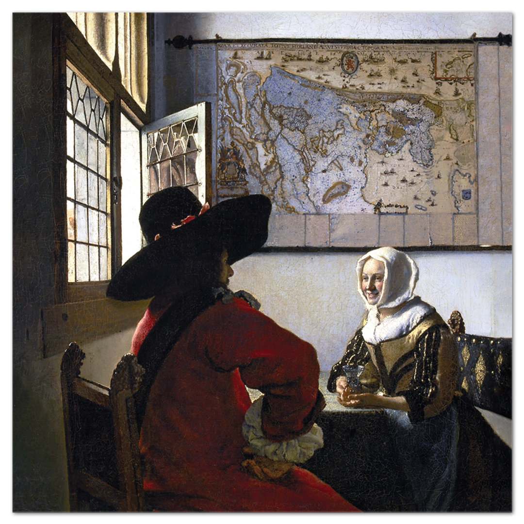 Wandbild Il Soldato e la Ragazza Che Ride von Johannes Vermeer