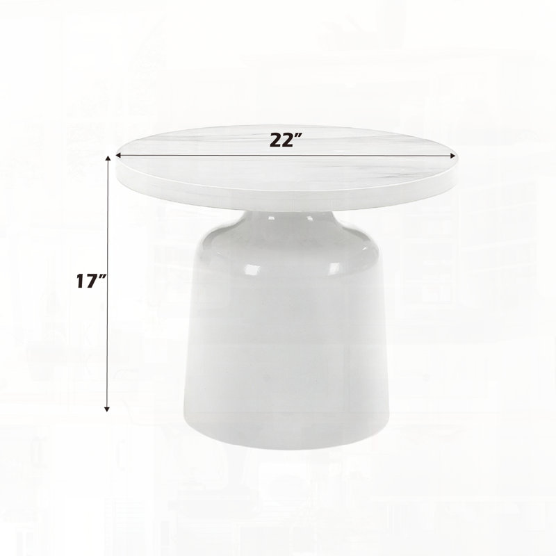 Table de bout en marbre d'ingénierie et finition ultrabrillante