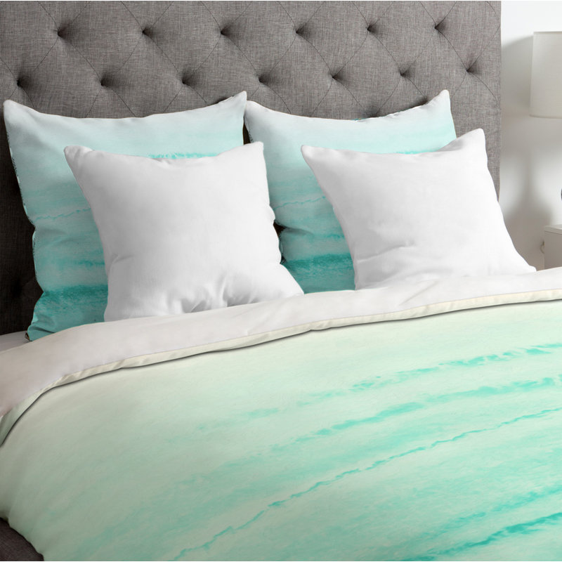 Monika Strigel Modern & Contemporary Polyester Abstract Duvet Cover, King Duvet Cover, White/Green Ombre