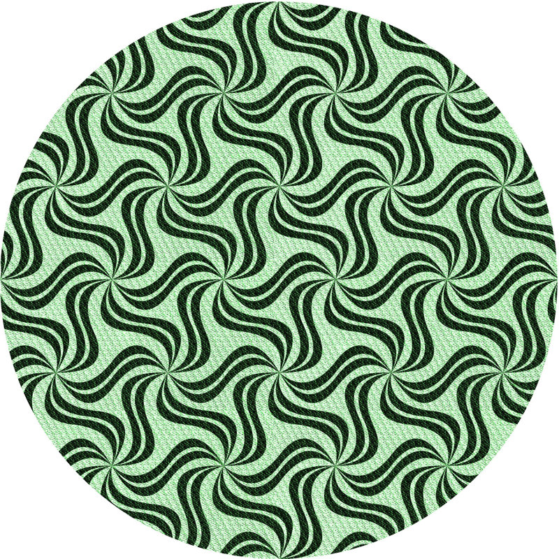 Tapis 100% à motifs lavables à la machine 2989_PAT3327_GRN, Rond 6 pi