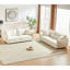 Salon Antionette 3 + - Tissu en lin, structure en bois massif, 4 coussins Un ajout confortable à votre maison moderne pour une utilisation, le bois améliore le confort