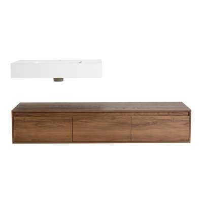 60 inch Wall-Mounted Bathroom  Vanity with Resin Sink