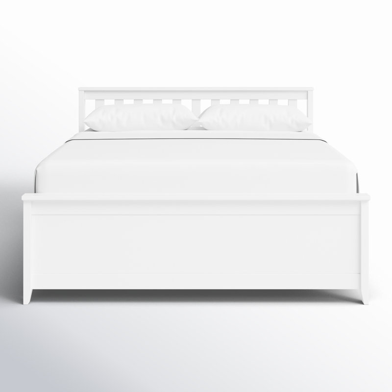 Lit en bois massif Rosenthal, Blanc, Grand