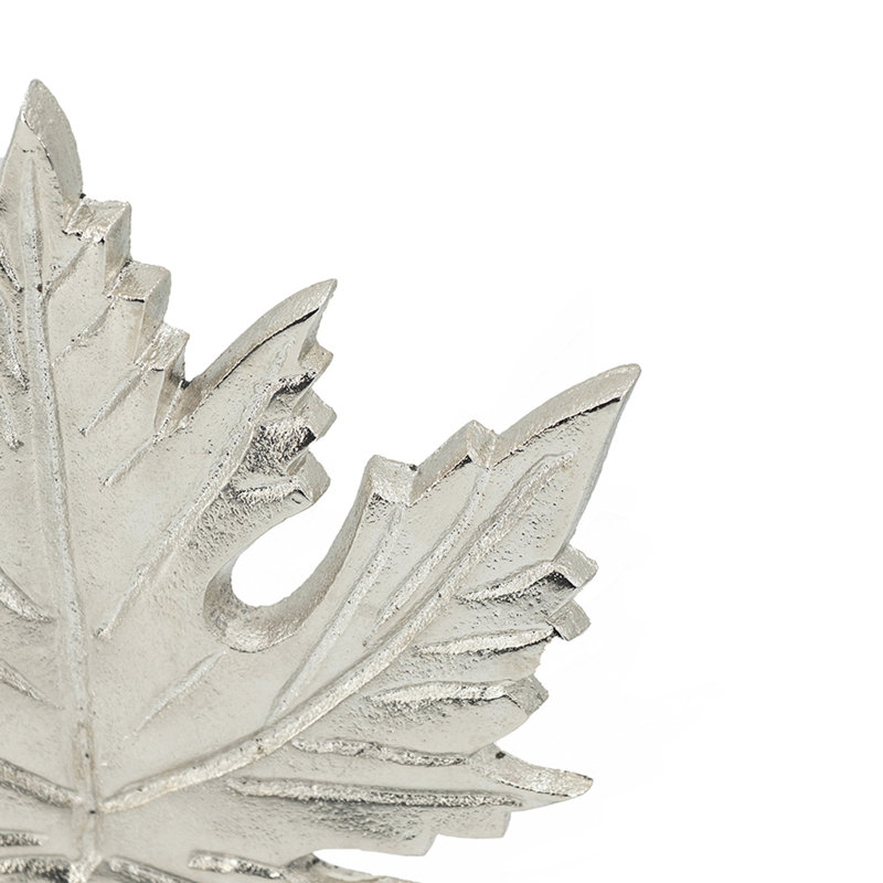 7X3x10.5" Aluminum Leaf On Marble Base