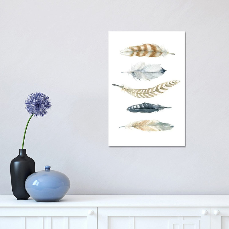 Feather Collection II by Carol Robinson - Painting on Canvas, 30.48 cm H x 45.72 cm W, Wrapped Canvas