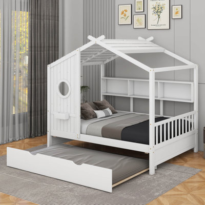 Full Size House Bed With Trundle