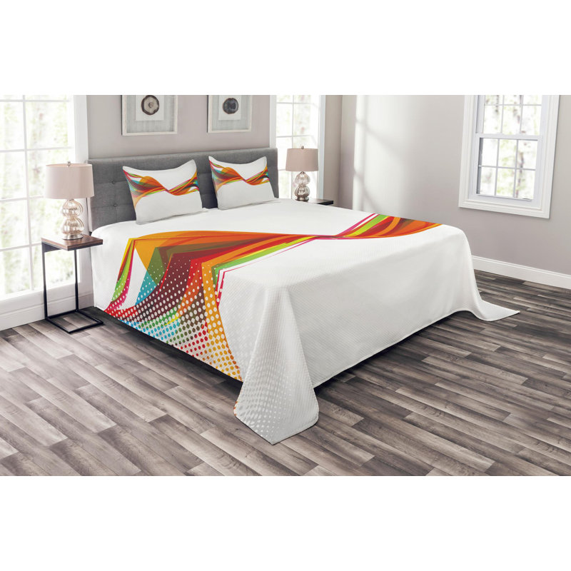 Modern & Contemporary Polyester Abstract Coverlet, Queen Coverlet + 2 Shams