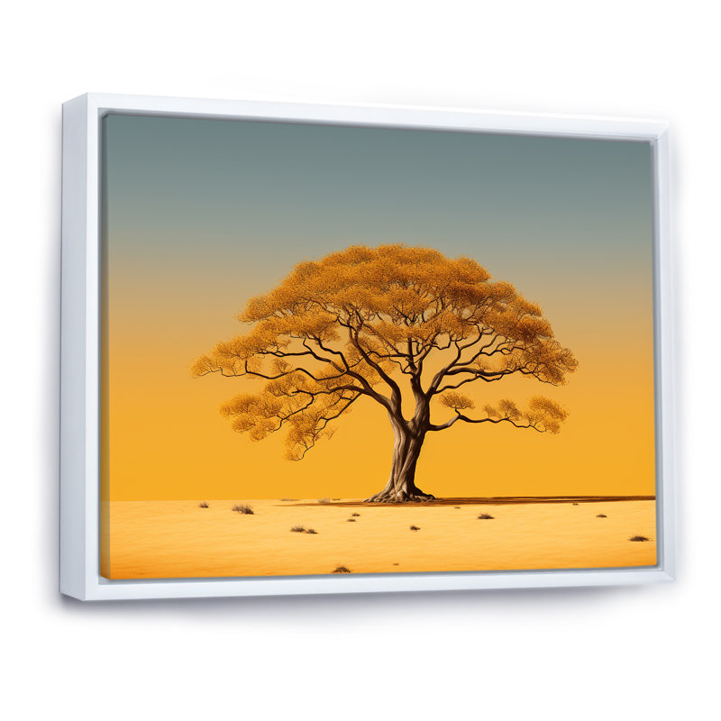 Arbre africain Aura III - impressions sur toile, arbre africain, Cadre flottant blanc, H 30 po x l 40 po x P 1,5 po