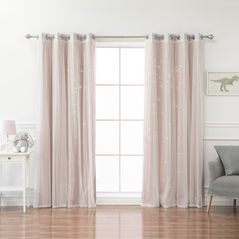 Arkose Star Cut Out Room Darkening Grommet Sliding Panel, 52" W x 84" L, Dusty Pink
