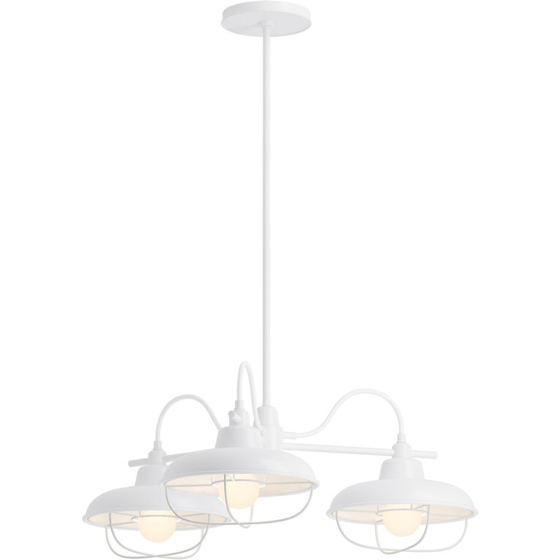 3 - Light Modern Linear Chandelier, Matte White