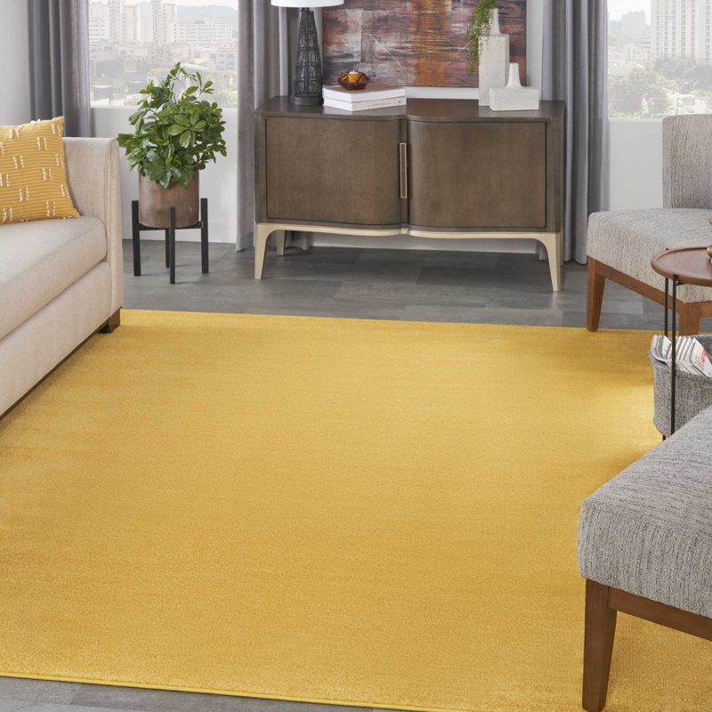 Tapis jaune uni Mullican Sandy, Carré 9 pi