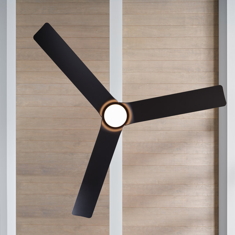 Visual Comfort Fan Peel Smart 52 LED Indoor Ceiling Fan with Threaded Downrod, Midnight Black ABS blades and Handheld Remote