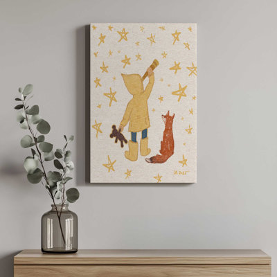 «Starry Skies Fox and Explorer» par Sarah Amar, reproduction d'art sur toile