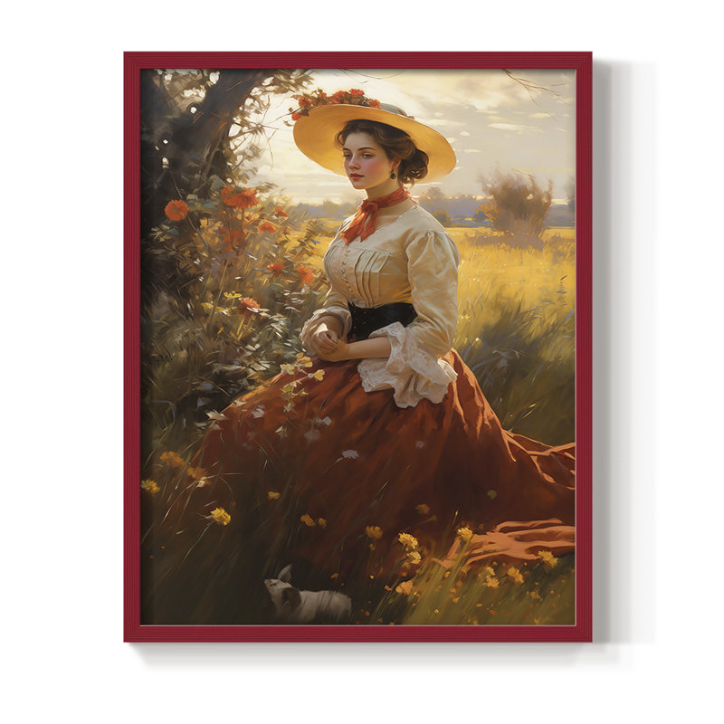 Reproduction encadrée WOMEN Series cmxxxi - bois massif, H 15 po x l 12 po, Rouge