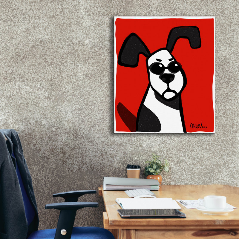 «Dog On Red» par Irena Orlov, H 30 po x l 26 po x P 1,5 po