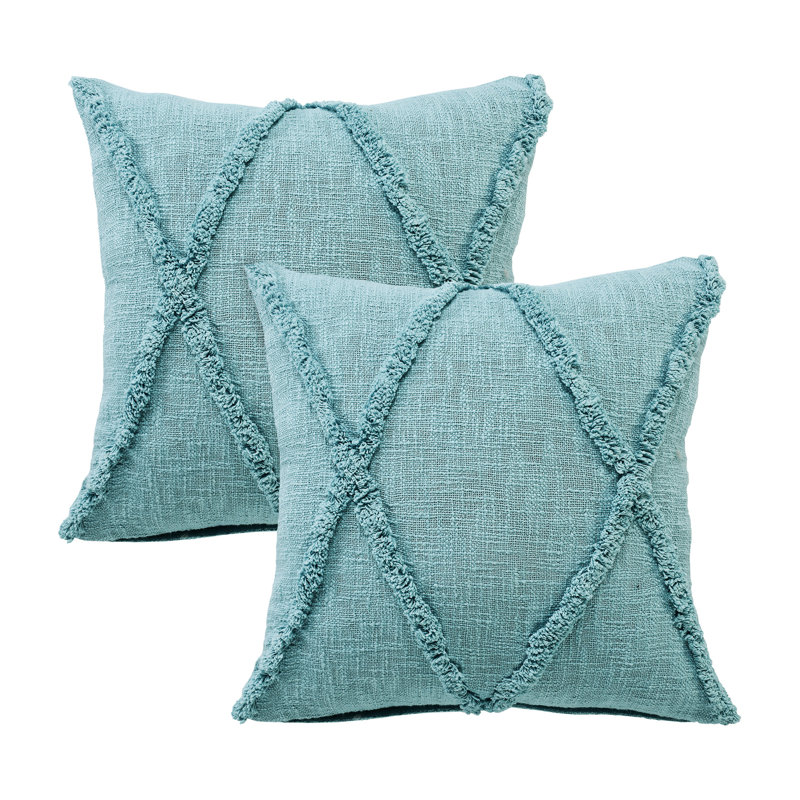 Ensemble de coussins décontractés en coton fait à la main, Bleu